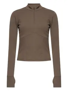 Топ с высоким воротом и застежкой-молнией на половину длины RETHINKIT STUDIOS, коричневый