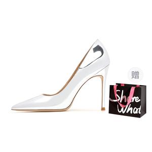 BIGTREE Женские туфли на высоком каблуке серебристые серебро с подарочной сумкой, цвет Silver+Shopping Bag