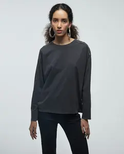 Футболка с стразами Sfera, темно-серый