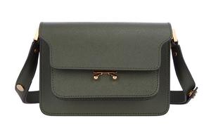 MARNI Кожаная сумка через плечо мини женская лесного цвета