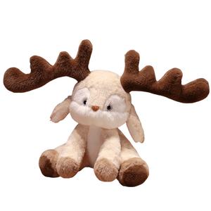Плюшевая игрушка олененок новогодний мультяшный, высота 35 см MLING
