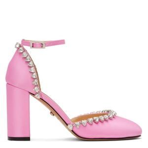 Mach & Mach Audrey 95 Кристальные Сердечки Атласные Туфли, розовый