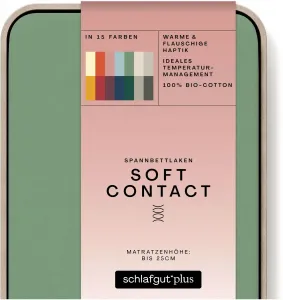 Простыня Schlafgut "Soft Contact", 100% органический хлопок 140-160х200 см, 1 шт., зеленый