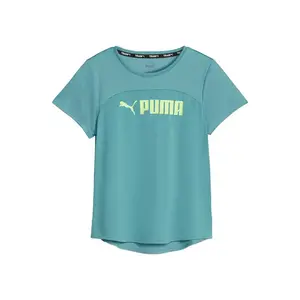 Футболка FIT женская изумрудно-зеленая PUMA, темно-синий/зеленый