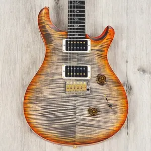 Гитара PRS Paul Reed Smith Wood Library Custom 24, обожженный клен с фактурой пламени и ясень, кленовый лист с обжигом