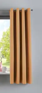 Плотная штора "Нью-Йорк", оранжевая, 160 x 140 см (В x Ш), 1 шт., тепловая, затемняющая, люверсы, звукопоглощение, защита от УФ-излучения, подхваты, 201920600 Astek