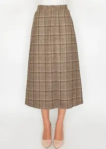 Классическая юбка-миди в коричневую клетку Yal New York, Plaid