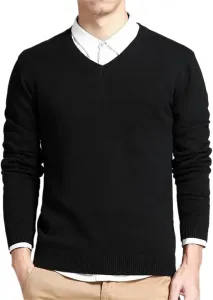 Мужской свитер с V-образным вырезом из мягкого хлопка, свободный крой