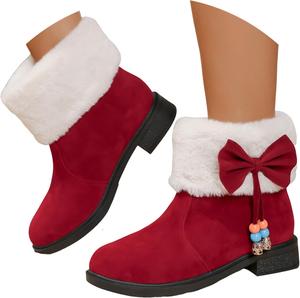 Зимние сапоги для женщин 2025 Женские сапоги с круглым носком, утепленные мехом, на щиколотку с боковой молнией, на массивном каблуке, замшевые, удобные, на легкой обуви, для улицы, теплые с меховой подкладкой Generic, D-2