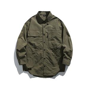 Рубашка Unisex Lapel Moderate Workwear Jeep, темно-coffee