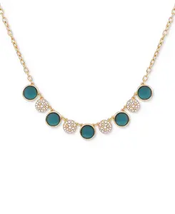 Крупное ожерелье с паве из золотистых кристаллов и цветными бусинами, 18 дюймов + удлинитель 3 дюйма T Tahari, gold