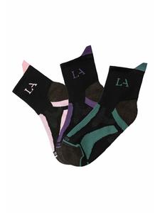 Носки для походов: 1 шт. черно-фиолетовые, 1 шт. черно-розовые, 1 шт. черно-зеленые LASCANA ACTIVE