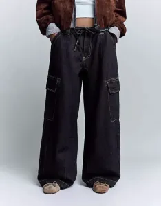 Синие джинсы карго Bershka Parachute