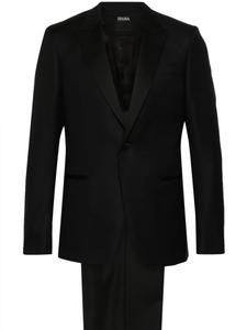 Zegna шерстяной костюм с однобортным пиджаком, черный