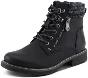 Женские ботильоны PATRIZIA JADELYN с вязаным воротником, металлическими люверсами и застежкой-молнией, черный