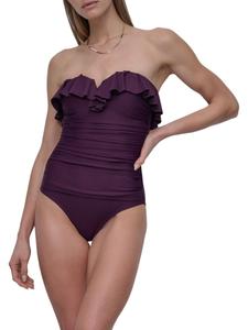 Слитный купальник-бандо с оборками DKNY, цвет Port