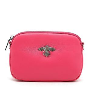 Кожаная сумка с кристаллами в виде пчелы PEACH ACCESSORIES, розовый