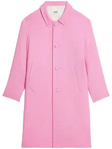 Однобортное твидовое пальто Ami Paris, розовый