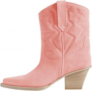 Женские ботильоны FYS с острым носком, на низком каблуке с грубой подошвой, ковбойского стиля, повседневные ботинки челси на все сезоны, размеры 4-16 США, Pink