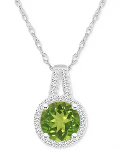 Ожерелье с подвеской в виде ореола из аметиста (1-1/4 карата) и бриллианта (1/6 карата) длиной 18 дюймов из стерлингового серебра (также из цитрина, граната, перидота и голубого топаза) Macy'S, peridot