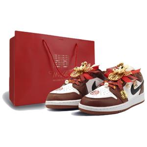 Jordan Кроссовки Air 1 свадебные, устойчивые к истиранию от сумок низкие винтажные баскетбольные кроссовки унисекс red white