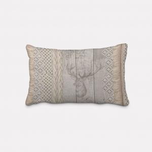 КРАСИВАЯ ЖИЗНЬ. Чехол на подушку деревянные рейки голова оленя натуральный коричневый размер 60х80см (ВхШ) размер 60х80см (ВхШ) Schöner-Leben