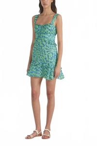 Платье Chandra без рукавов короткое в туманно-голубом цвете Saloni