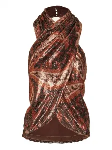 Блестящий топ с пайетками "морозное сияние" Johanna Ortiz, черный