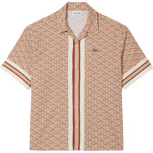 Рубашка с монограммой LACOSTE, бежевый/коричневый/белый