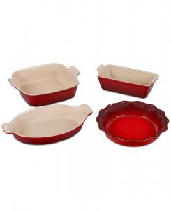 Набор посуды для выпечки Heritage из 4 предметов из каменной керамики Le Creuset, Cerise