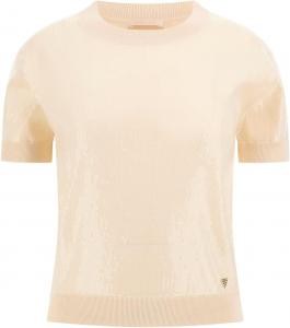 GUESS Женский короткий рукав Juniper с пайетками свитер, Vanilla Blush