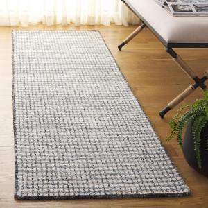 Ковер SAFAVIEH, 69 x 244 см, Abstract Collection, ковер-дорожка, Ivory & Black, ручной работы из шерсти и джута, идеально для гостиной, коридора, прихожей, входа, спальни (ABT256Z)