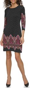 Женское мини-платье-футляр Tommy Hilfiger с рукавами 3/4 и круглым вырезом, Black Combo