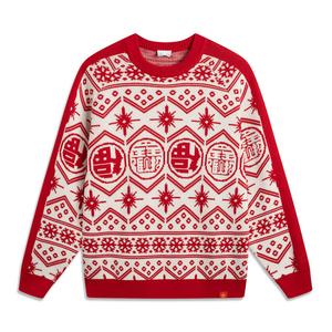 Li-Ning LiNing Sports Life Collection Вязаный свитер для мужчин красный