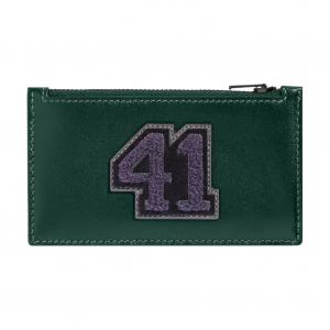 COACH Кожаный держатель для карт мини женский темно-зеленый