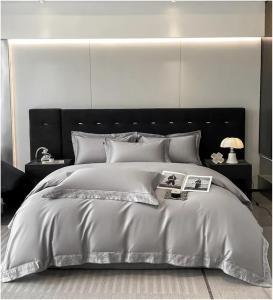 YUSIWOAL Комплект постельного белья Luxury Embroidery Style из хлопка, однотонный серый Gray