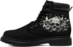 Мужские готические ботинки на щиколотку, женские стильные удобные шнурованные модные боевые ботильоны, обувь для улицы AWSOLE, Black/Grey/White