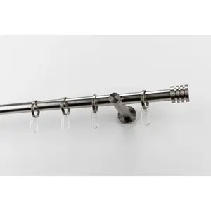 Карниз Elke Vollrund 1-рядный, длина по желанию, комплект для штор, простая установка, удлиняемый, с кольцами Garesa, Edelstahlfarben