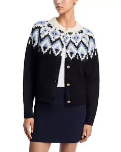 Кардиган с круглым вырезом и узором «фэр-айл» - эксклюзив Aqua, синий