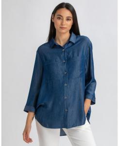 Блузка для беременных Erica из вискозы с рукавами 3/4, имитирующей шамбре PIETRO BRUNELLI MATERNITY, Avion blue