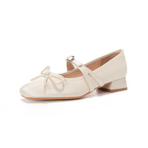 Туфли Мэри Джейн женские QITUMAUL, Apricot[Heel Height 3Cm]