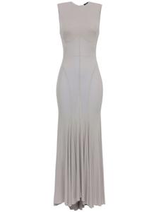 Elisabetta Franchi трикотажное расклешенное платье миди, нейтральный цвет