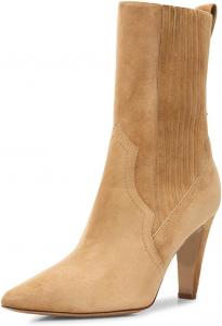 Женские элегантные массивные ботильоны на высокой шпильке с острым носком, эластичные, на резинке, с комфортной подкладкой, для вечеринок, повседневной носки и прогулок, размер 4-16 US Miss left, Sandy Brown