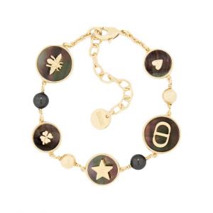 Dior Позолоченный металлический браслет для женщин, золотой