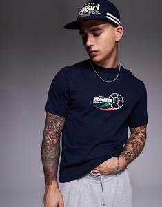 Футболка свободного кроя ASOS DESIGN с принтом Italia sports темно-синего цвета