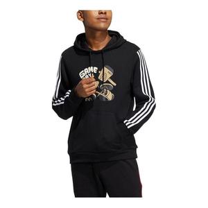 Толстовка Men's adidas neo Cartoon Alphabet Printing Stripe Casual Black, мультиколор