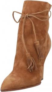 Женские модные ботильоны YDN с бахромой, носком заостренной формы, закрытой передней частью, на высоком каблуке с массивной подошвой, с кисточками и шнуровкой, ботинки до середины голени, размеры 4-16 US, Brown