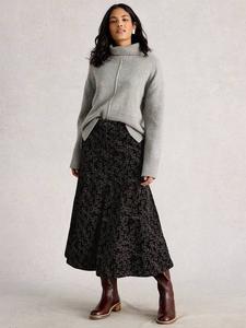 Юбка миди Quinn из вельвета White Stuff, Black/Multi