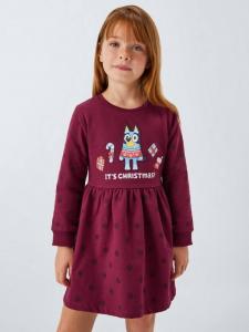 Детское платье для праздника из хлопковой смеси от Brand Threads Bluey, Merlot