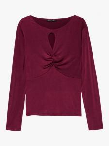 Футболка с вырезом-замочной скважиной и сборками SISLEY